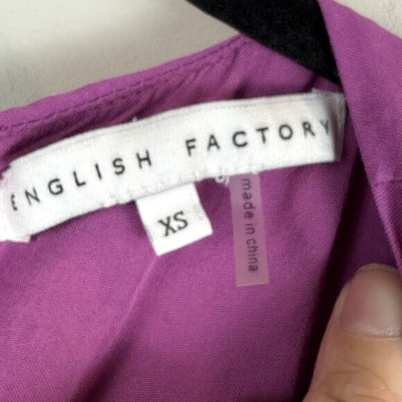 English Factory Maxi Tiered Dress XS Pink Lined Pockets Cottagecore Bohemian - Picture 4 of 8